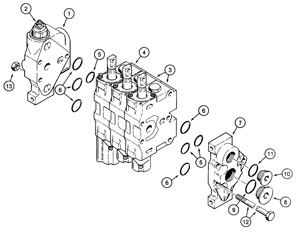 Схема запчастей Case 850E - (8-102) - THREE SPOOL CONTROL VALVE, *DOZER MODELS (08) - HYDRAULICS