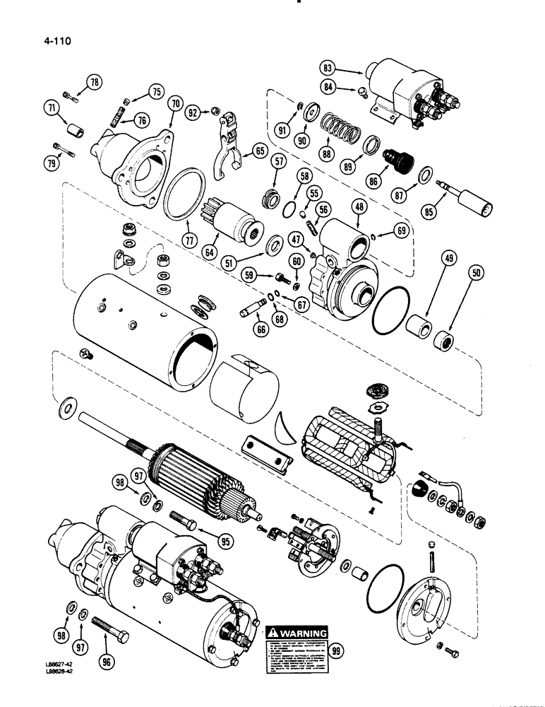 Схема запчастей Case 1450B - (4-110) - R45988 STARTER ASSEMBLY, DELCO-REMY (04) - ELECTRICAL SYSTEMS