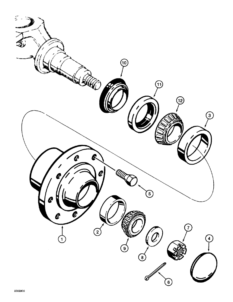 Схема запчастей Case 580SL - (5-16) - FRONT WHEEL HUB AND BEARINGS (05) - STEERING