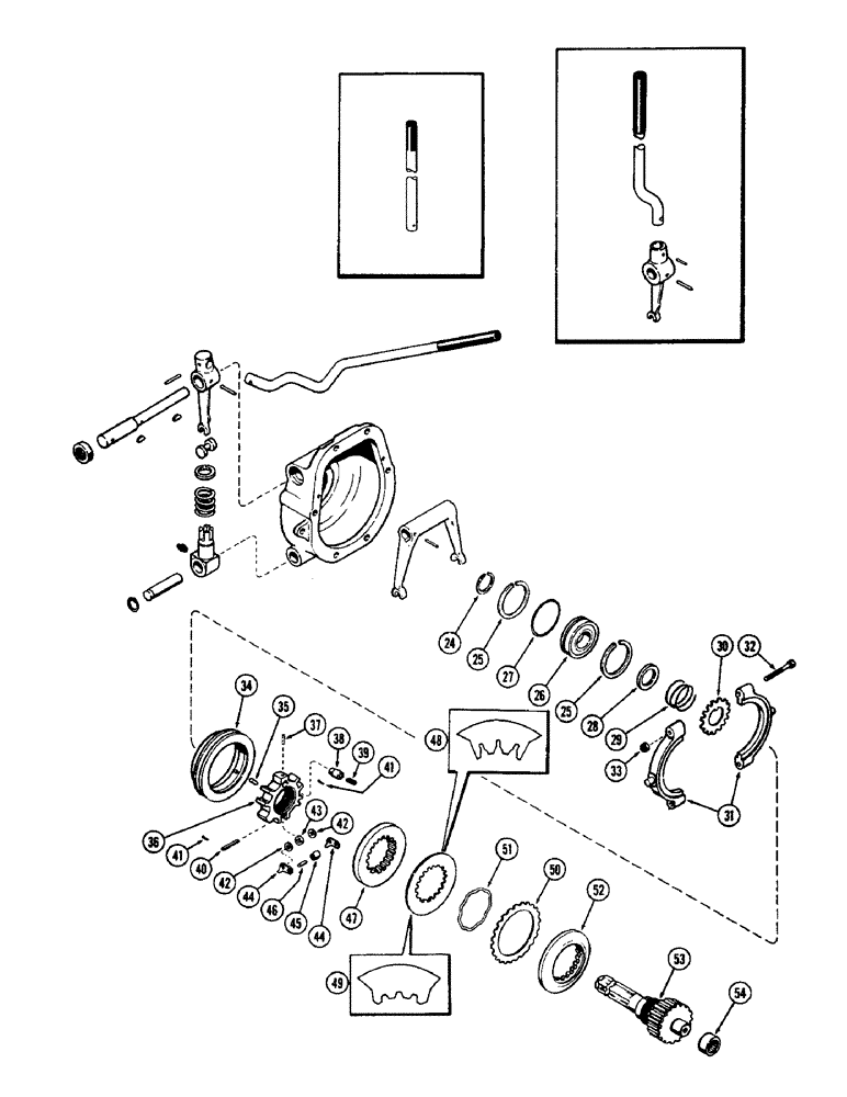 Схема запчастей Case 580 - (161A) - INDEPENDENT P.T.O. CLUTCH & LINKAGE (27) - REAR AXLE SYSTEM