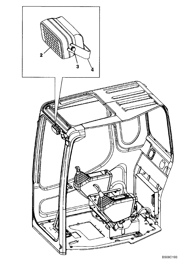 Схема запчастей Case CX75SR - (04-07) - LAMP, WORK - CAB (04) - ELECTRICAL SYSTEMS