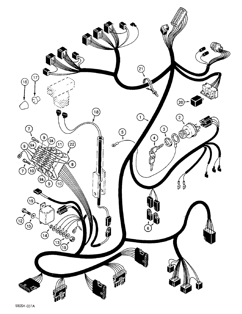 Схема запчастей Case 580SK - (4-12) - SIDE CONSOLE HARNESS (04) - ELECTRICAL SYSTEMS