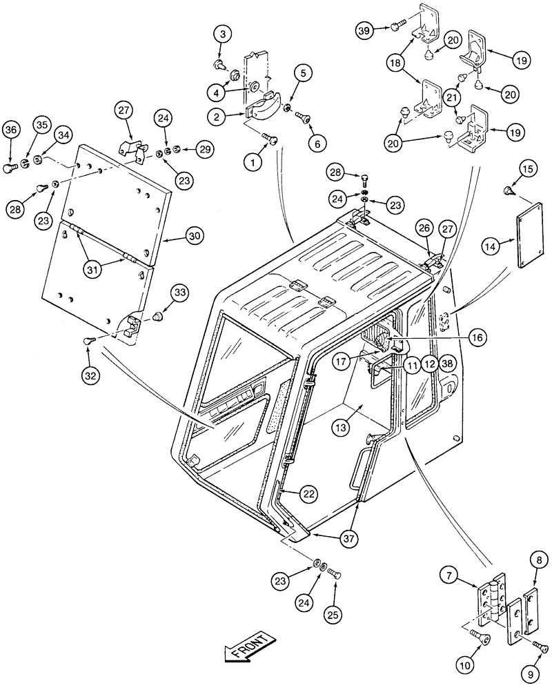 Схема запчастей Case 9050 - (9-42) - CAB VANDAL GUARDS (09) - CHASSIS