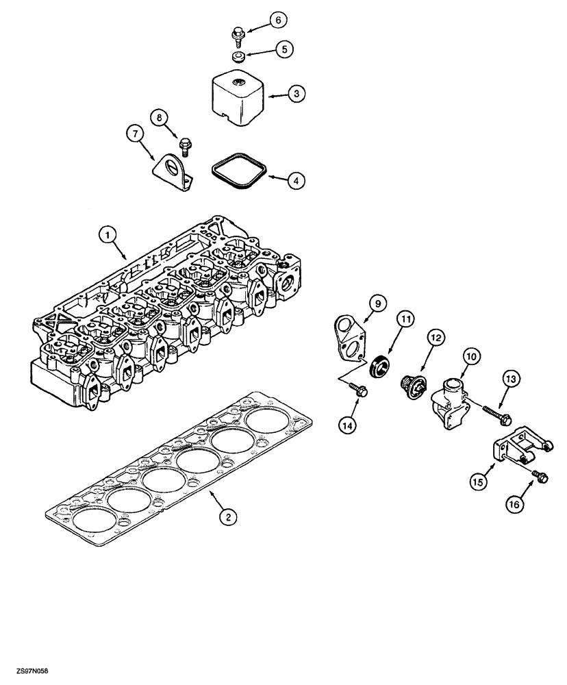 Схема запчастей Case 850G - (2-37A) - CYLINDER HEAD COVER (P.I.N. JJG0254005 TO JJG0254009, JJG0254015 AND AFTER) (01) - ENGINE