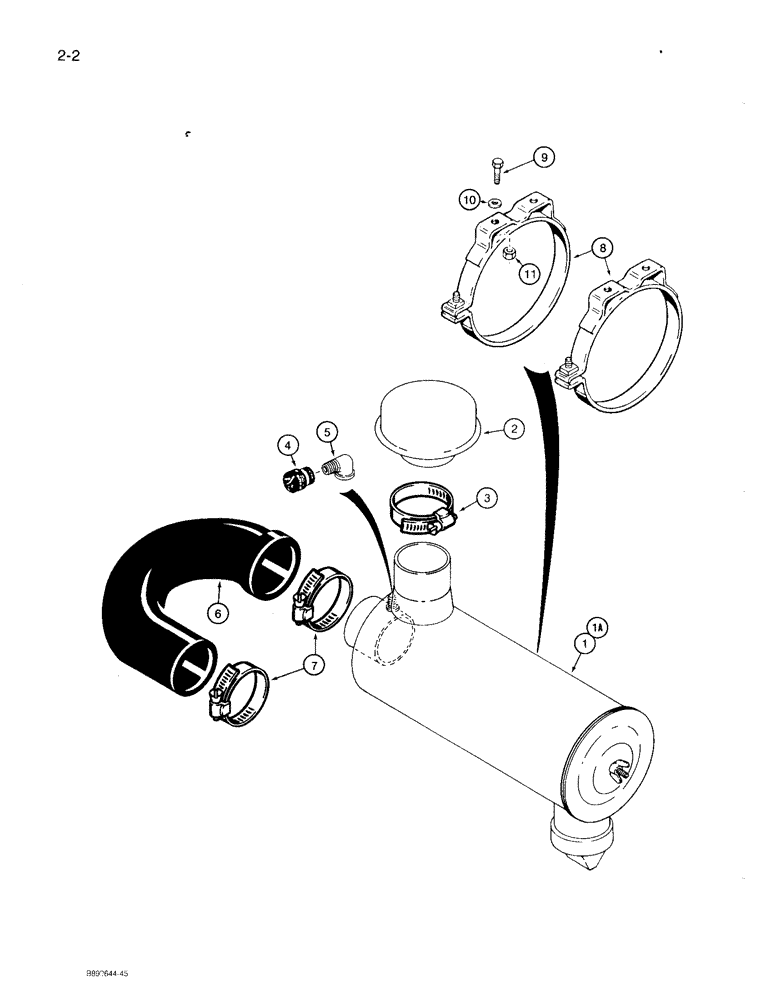 Схема запчастей Case 360 - (2-02) - AIR CLEANER AND INTAKE - DEUTZ DIESEL ENGINE MODELS, PRIOR TO P.I.N. JAF0104257 (02) - ENGINE