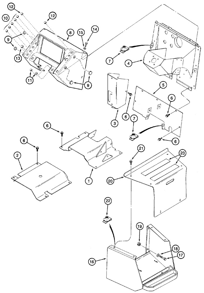 Схема запчастей Case 460 - (9-04) - OPERATORS COMPARTMENT, FLOORPLATES, STEP, STEERING TOWER, AND INSTRUMENT PANEL (09) - CHASSIS/ATTACHMENTS