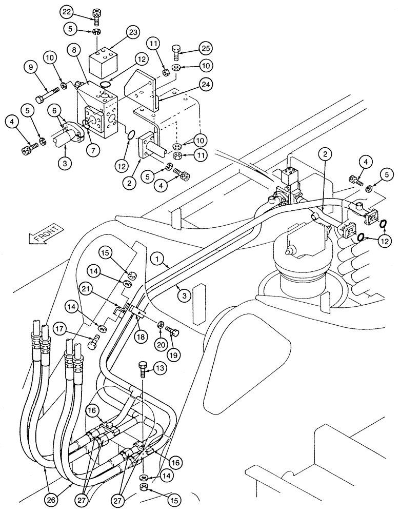 Схема запчастей Case 9060 - (8-080) - BOOM HYDRAULIC CIRCUIT, CONTROL VALVE TO BASE OF BOOM (08) - HYDRAULICS