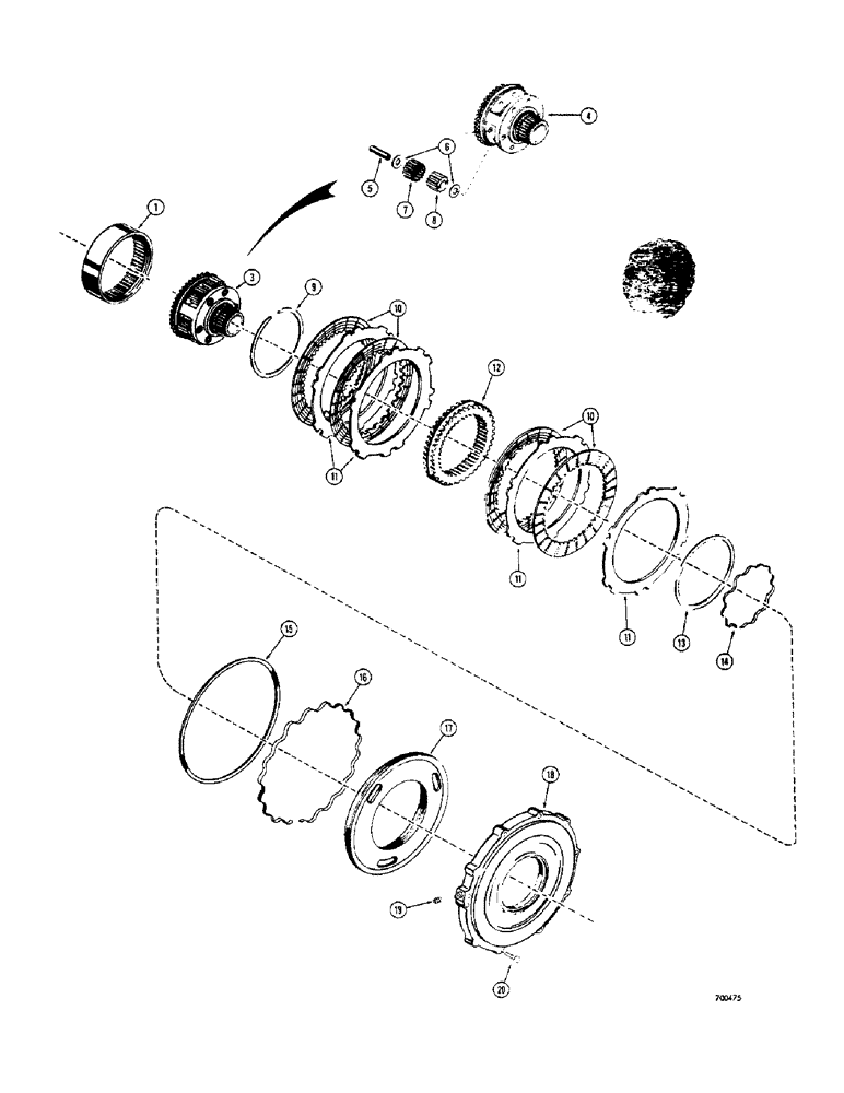 Схема запчастей Case 300C - (108) - POWERSHIFT TRANSMISSION, FORWARD CLUTCH AND PLANETARY (06) - POWER TRAIN