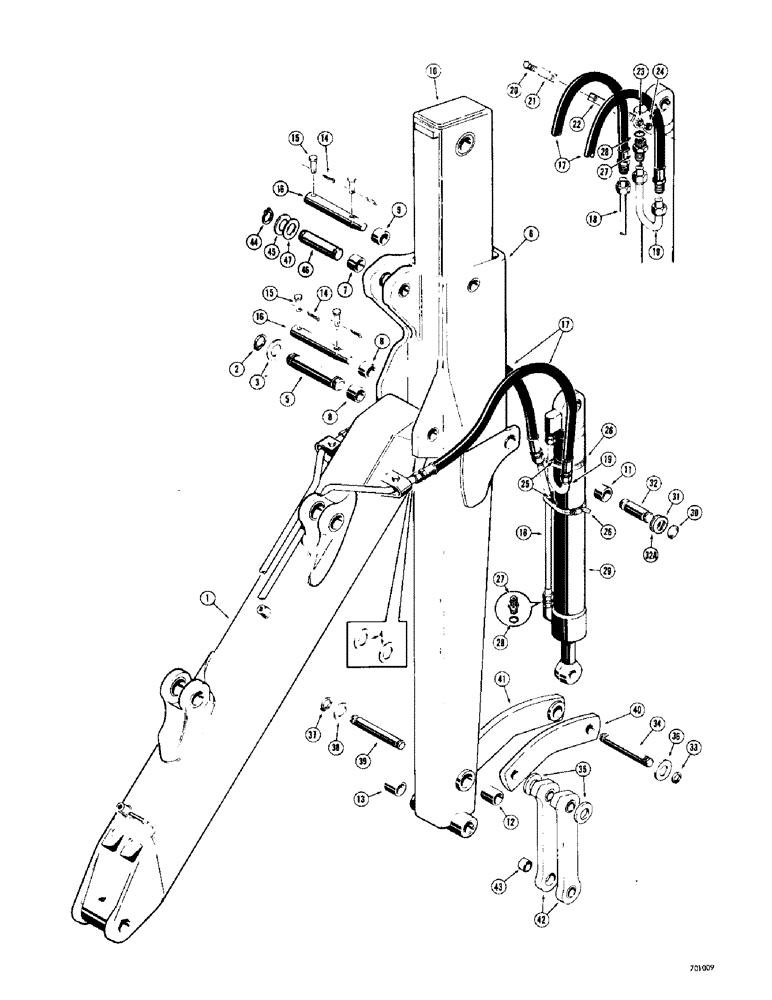 Схема запчастей Case 34 - (046) - MECHANICALLY EXTENDABLE DIPPER, BACKHOE SN. 4141636 AND AFTER 