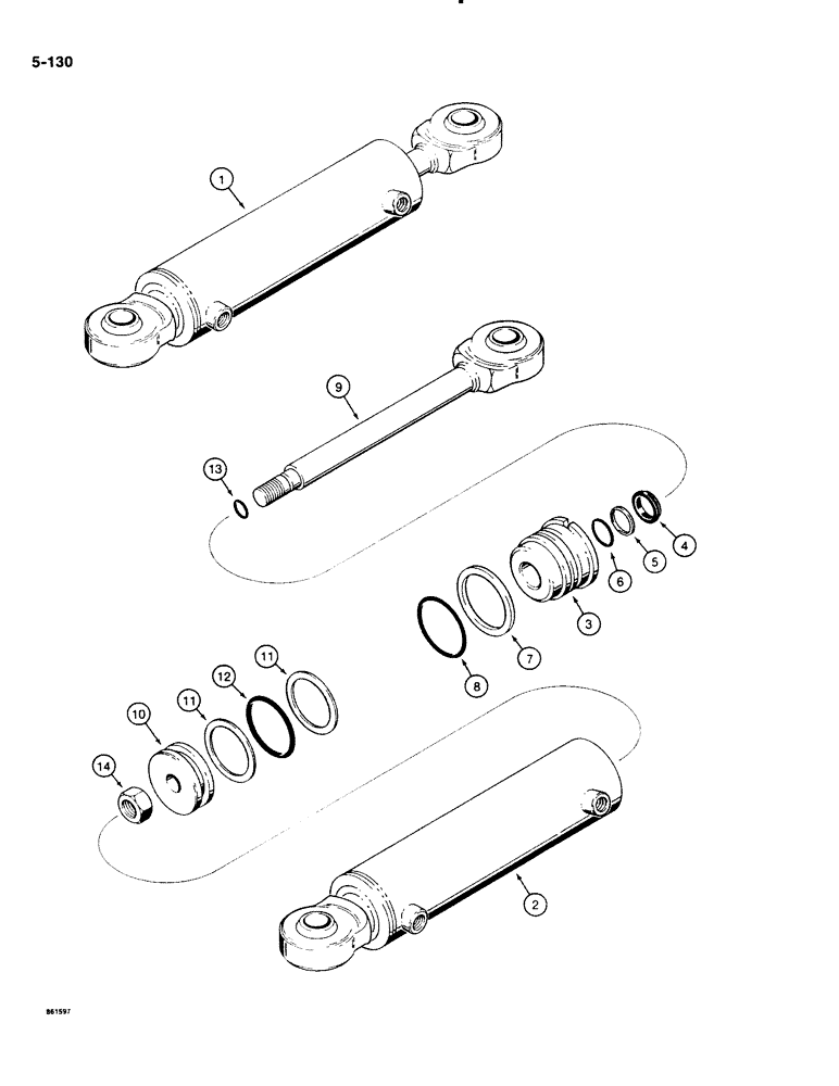 Схема запчастей Case DH4B - (5-130) - STEERING CYLINDER (05) - STEERING