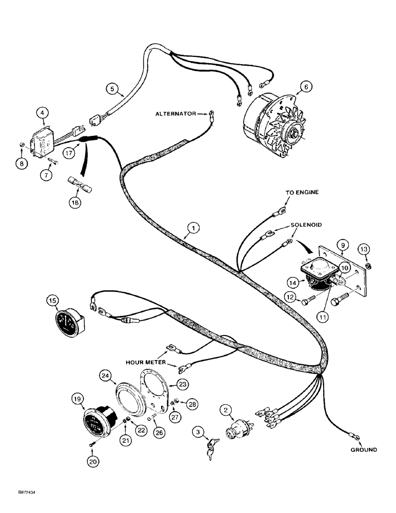 Схема запчастей Case TF300 - (4-10) - MAIN WIRING HARNESS AND CONNECTIONS, WITHOUT SEAT INTERLOCK (04) - ELECTRICAL SYSTEMS
