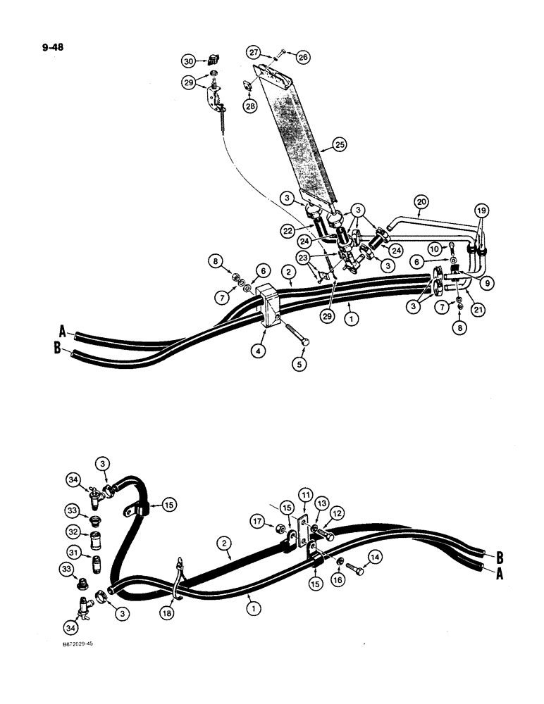 Схема запчастей Case W11B - (9-048) - CAB HEATER, HOSES, AND MOUNTING, P.I.N. 9164337 AND AFTER (09) - CHASSIS/ATTACHMENTS
