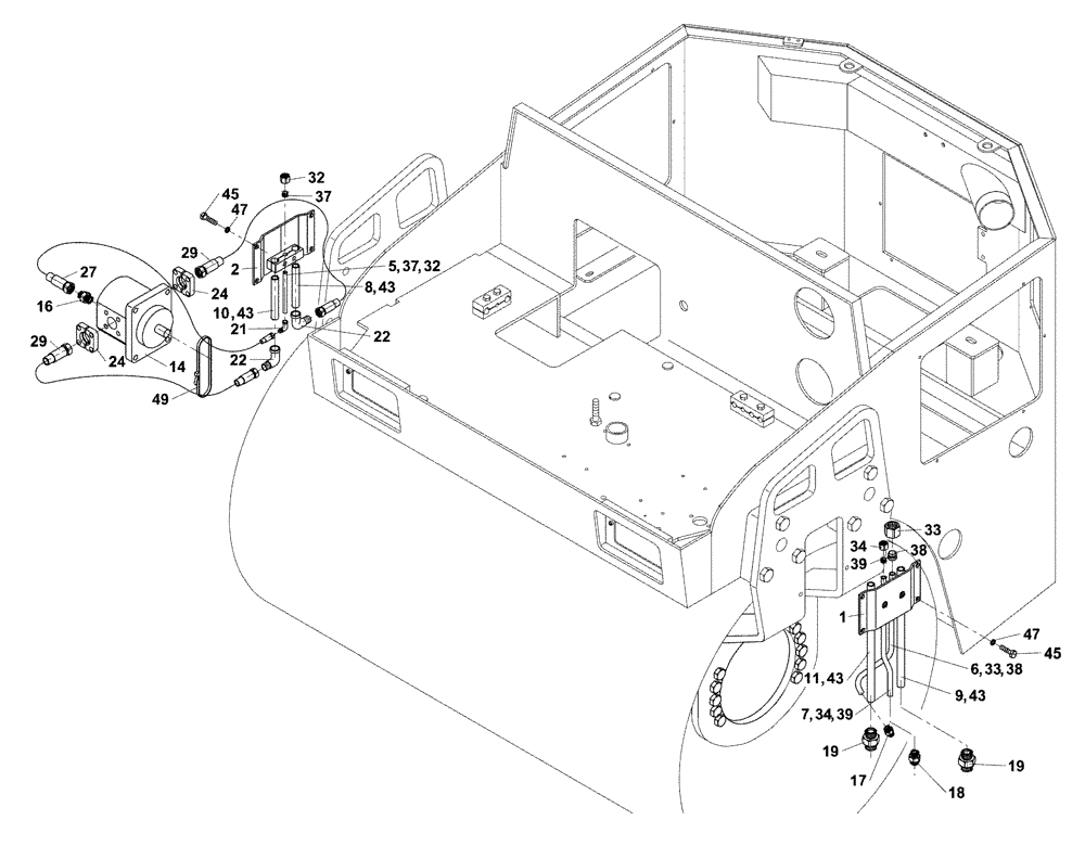 Схема запчастей Case DV202 - (10-305/2[02]) - HYDRAULIC CIRCUIT - FRONT FRAME (GROUP 305/2) (07) - HYDRAULIC SYSTEM