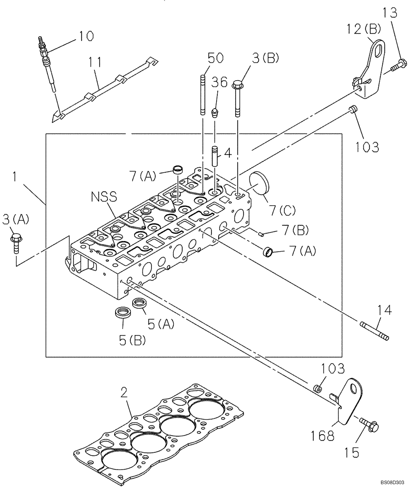 Схема запчастей Case CX75SR - (02-07) - CYLINDER HEAD (02) - ENGINE