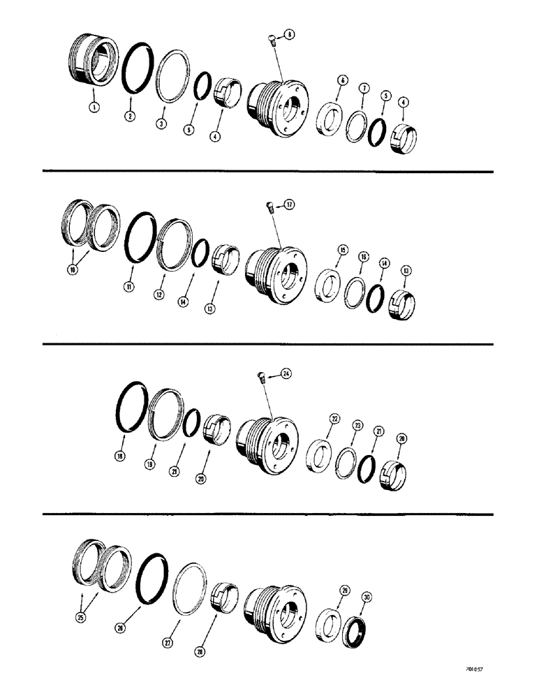 Схема запчастей Case 34 - (140) - CYLINDER PACKING KITS,D37358 CYL. PK KIT,D41401 CYL. PK KIT,D42876 GLAND PK KIT,G32299 CYL. PK KIT 