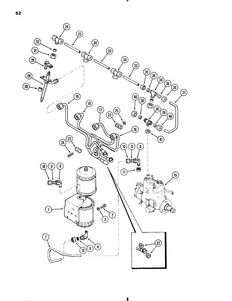 Схема запчастей Case W11 - (052) - FUEL INJECTION AND FILTER SYSTEM, 207 DIESEL ENGINE, PRIOR TO ENGINE S/N 4310686 (03) - FUEL SYSTEM