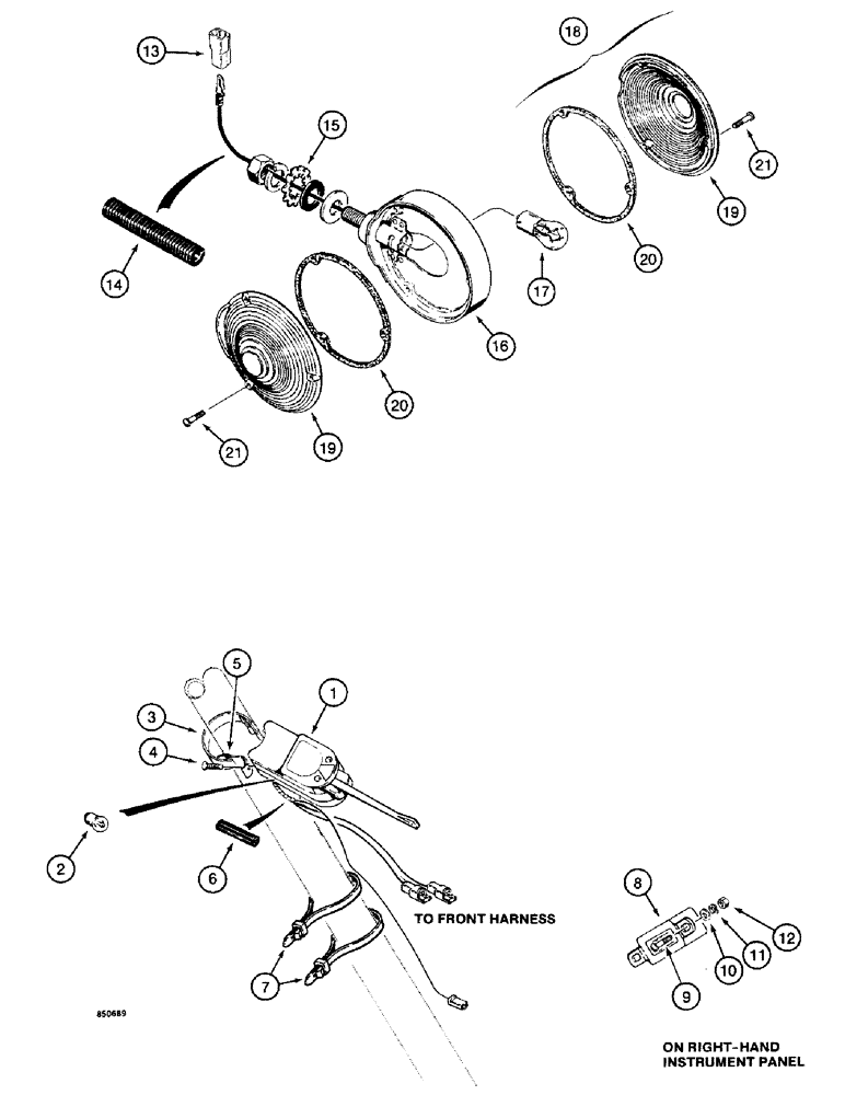 Схема запчастей Case W14 - (200) - TURN SIGNAL AND FLASHER LAMP, USED ON PIN 9154965 AND AFTER (04) - ELECTRICAL SYSTEMS