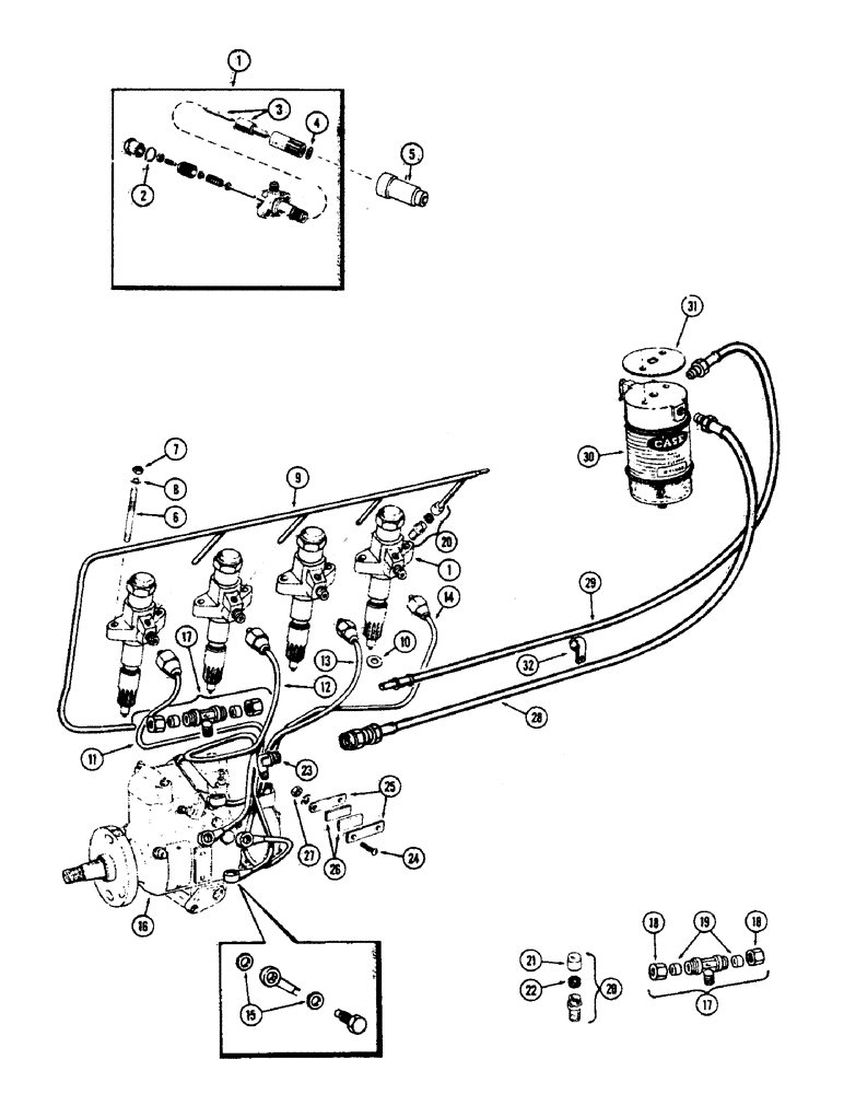 Схема запчастей Case 500 - (008) - FUEL INJECTION SYSTEM, (188) DIESEL ENGINE (01) - ENGINE