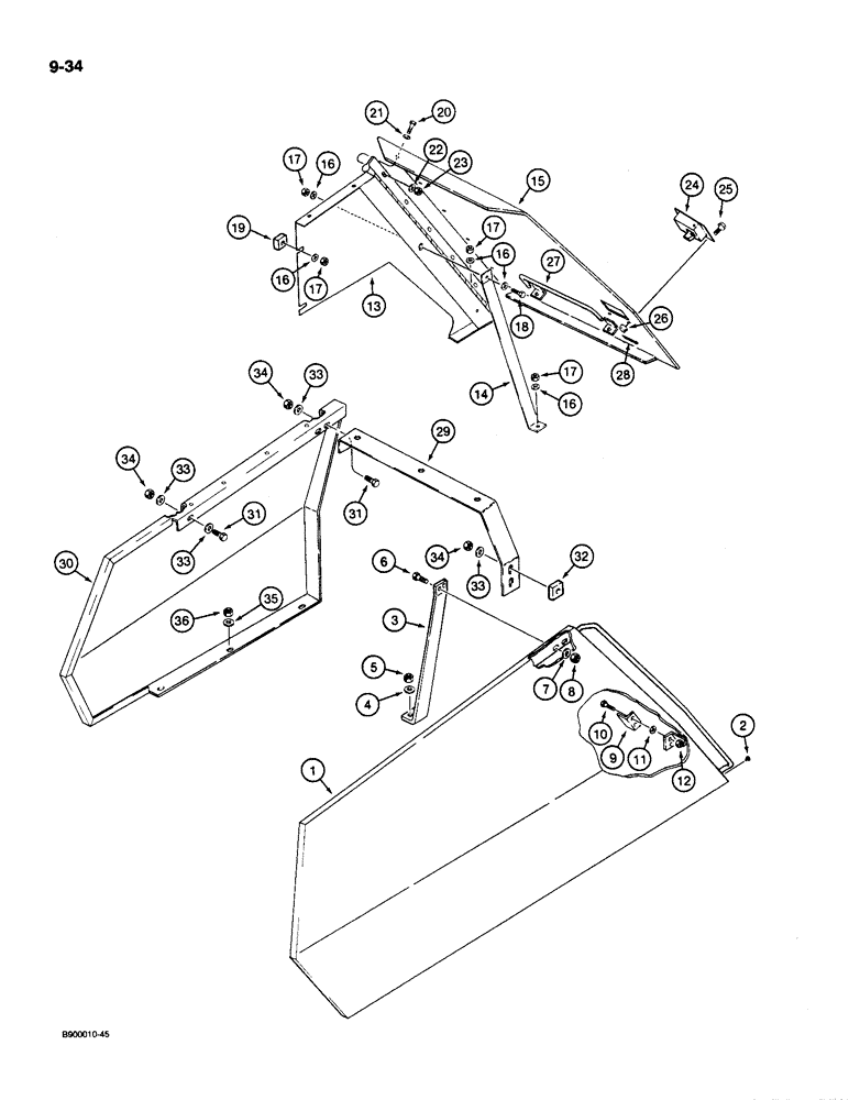 Схема запчастей Case 1085C - (9-034) - TURNTABLE SIDE AND FRONT COVERS (09) - CHASSIS/ATTACHMENTS