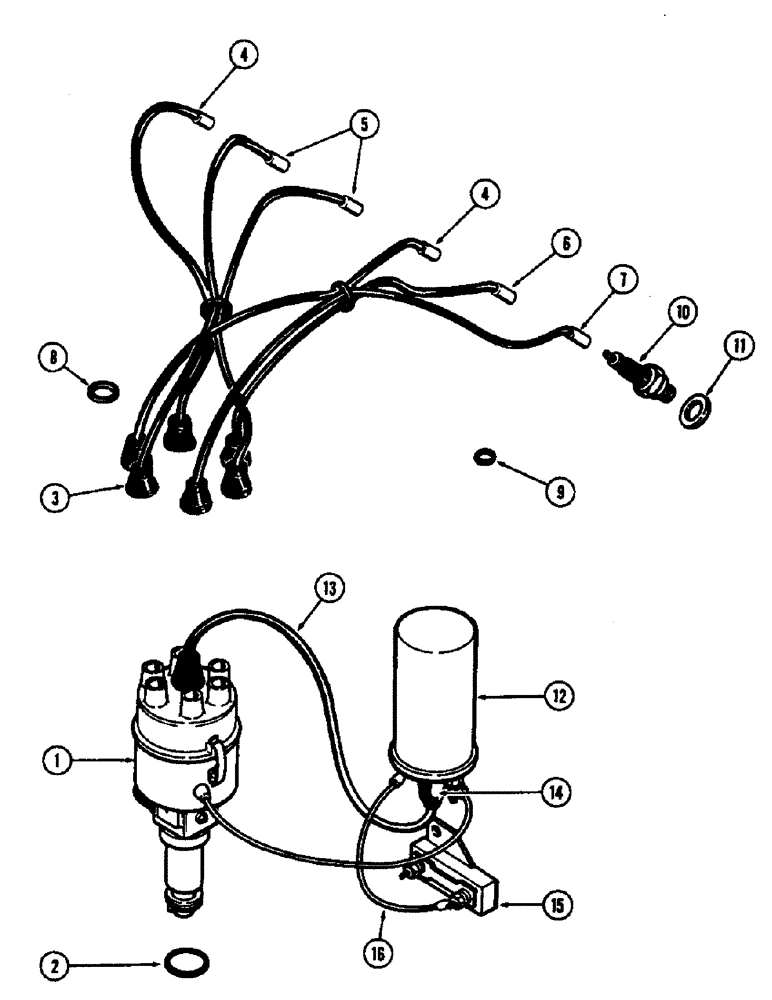 Схема запчастей Case W10E - (058) - DISTRIBUTOR IGNITION SYSTEM (04) - ELECTRICAL SYSTEMS