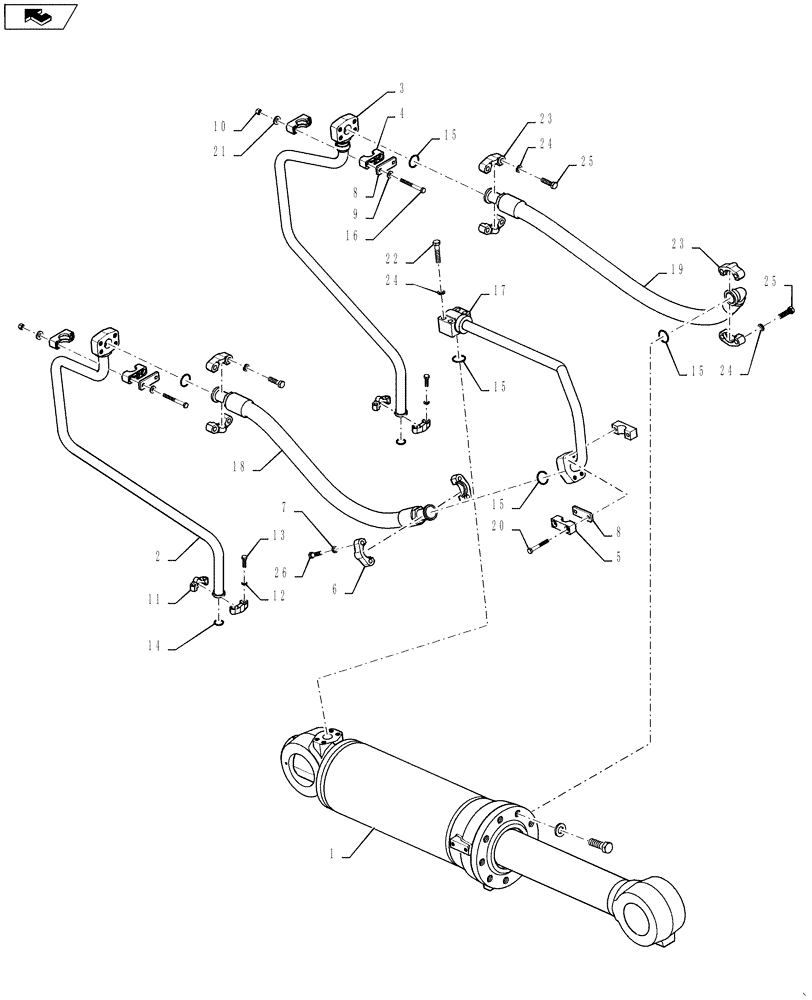 Схема запчастей Case 1021F - (35.160.01[03]) - TILT CYLINDER INSTALLATION, Z-BAR, XR (35) - HYDRAULIC SYSTEMS