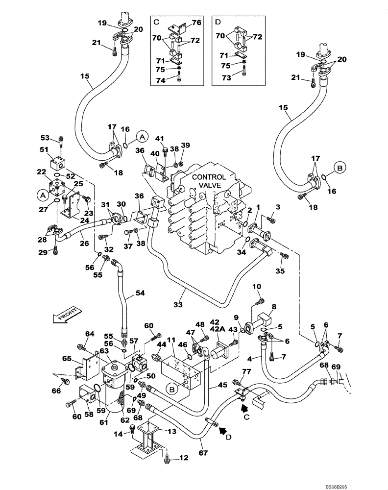 Схема запчастей Case CX700 - (08-036-00[01]) - HYDRAULIC CIRCUIT - OPTIONAL - 3-WAY (08) - HYDRAULICS