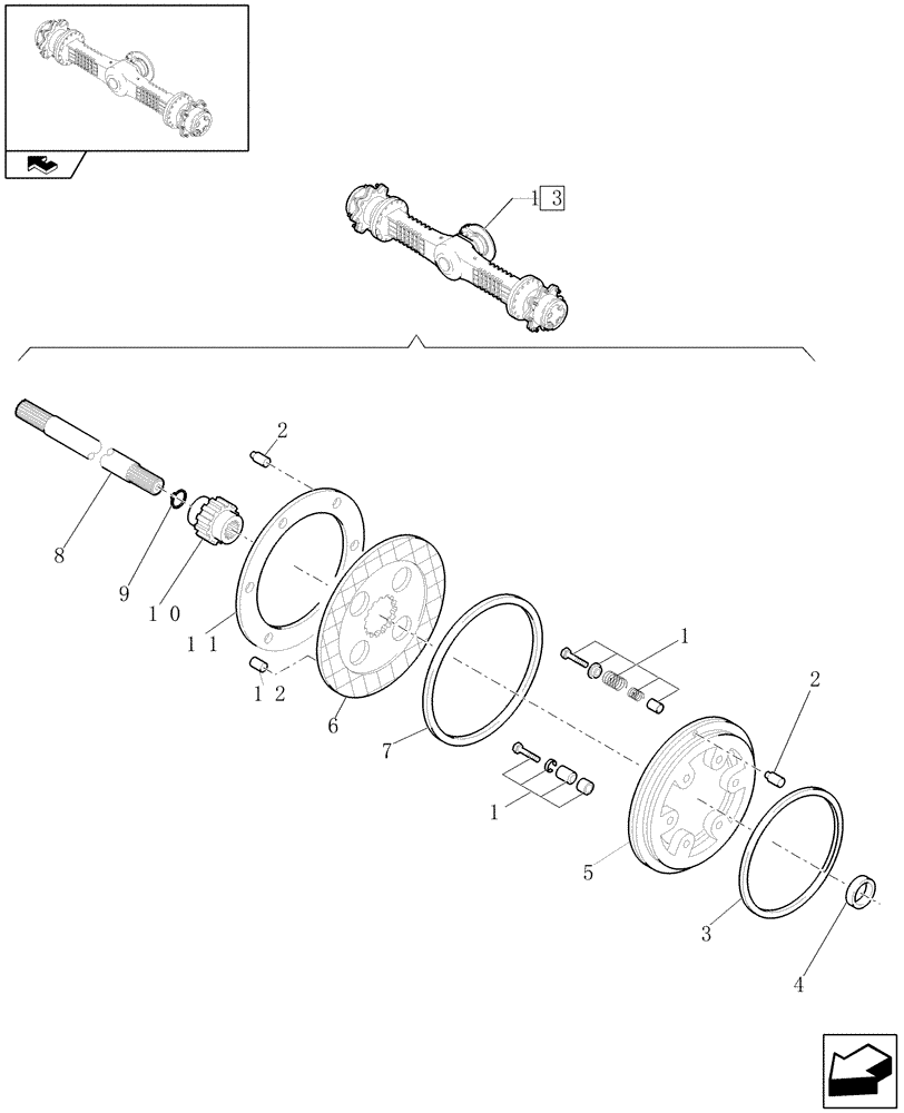 Схема запчастей Case 321E - (077[04]) - 35KM/H FRONT AXLE COMPONENTS (HIGH SPEED): SERVICE BRAKE (04) - FRONT AXLE