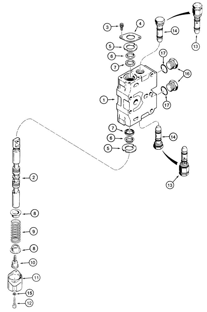 Схема запчастей Case 855E - (8-110) - TILT, ANGLE, AND AUXILIARY SECTIONS (08) - HYDRAULICS