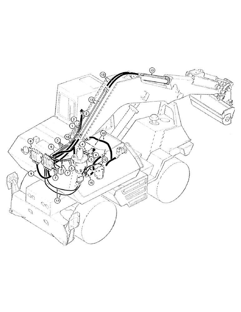 Схема запчастей Case 1085C - (1-16) - PICTORIAL INDEX, ARM AND SWING VALVE HYDRAULIC CIRCUIT, LEFT-HAND HAND AND FOOT CONTROLS (00) - PICTORIAL INDEX