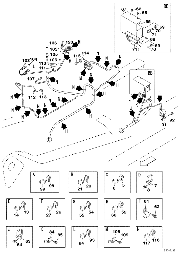 Схема запчастей Case CX350B - (04-03) - HARNESS, MAIN - CLAMPS AND RETAINERS (04) - ELECTRICAL SYSTEMS
