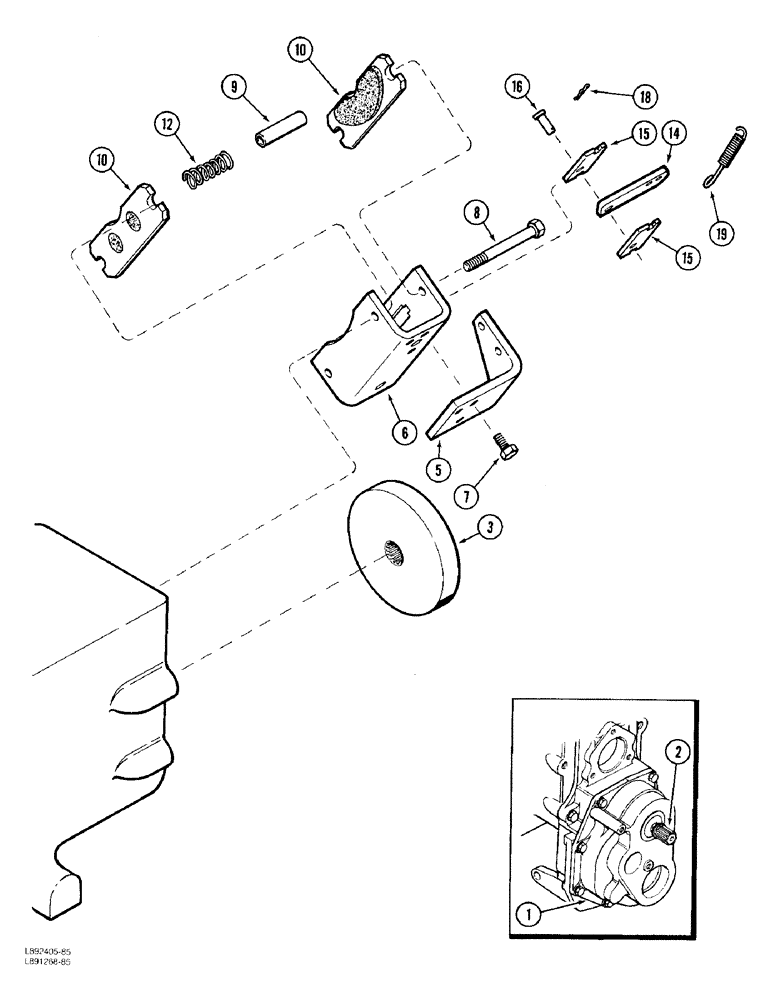 Схема запчастей Case 480F LL - (7-08) - TRANSAXLE PARK BRAKE, 4 WHEEL DRIVE (07) - BRAKES