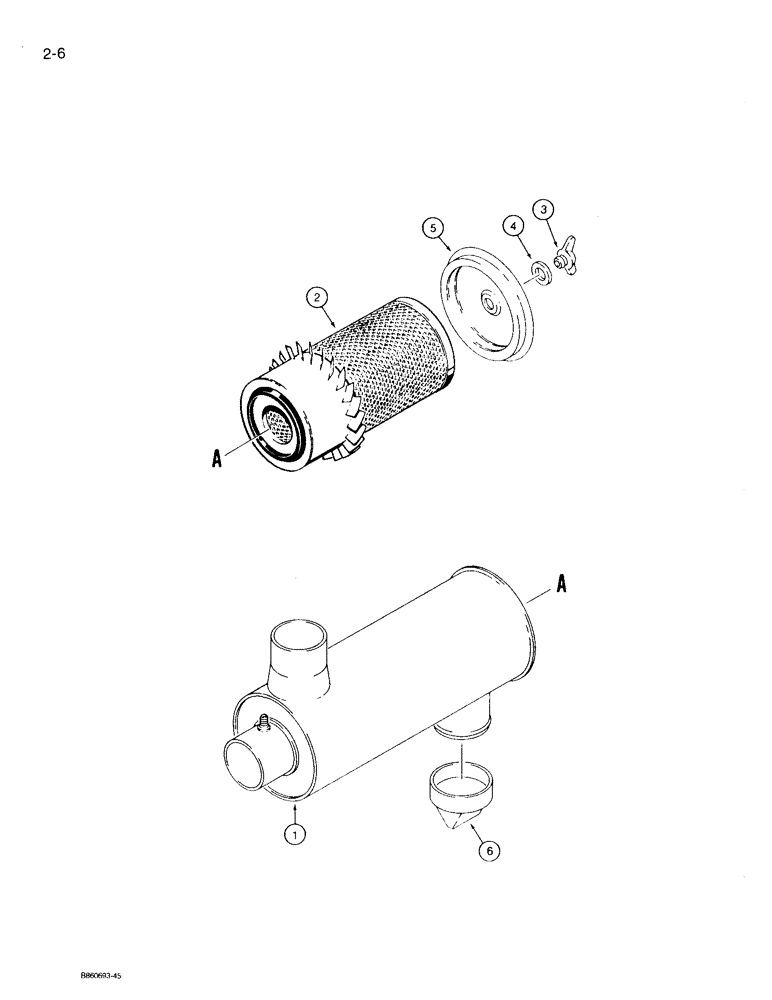 Схема запчастей Case 360 - (2-06) - AIR CLEANER - DEUTZ DIESEL ENGINE MODELS (02) - ENGINE