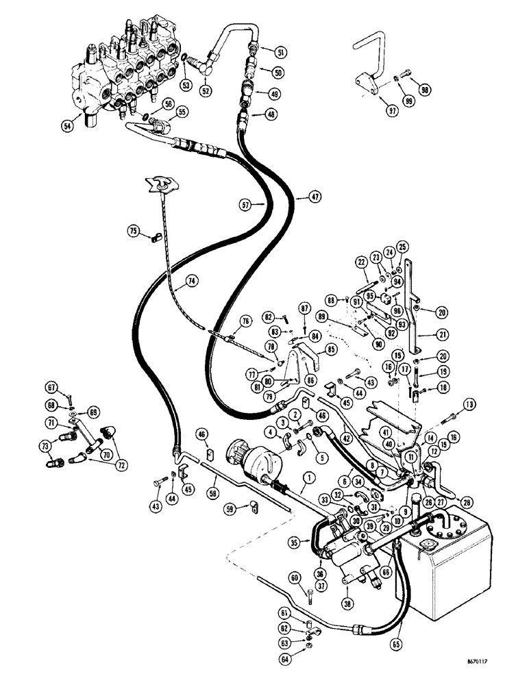 Схема запчастей Case 34 - (064) - BASIC BACKHOE HYDRAULICS, USED ON W9 AND W10 SERIES LOADERS ONLY 
