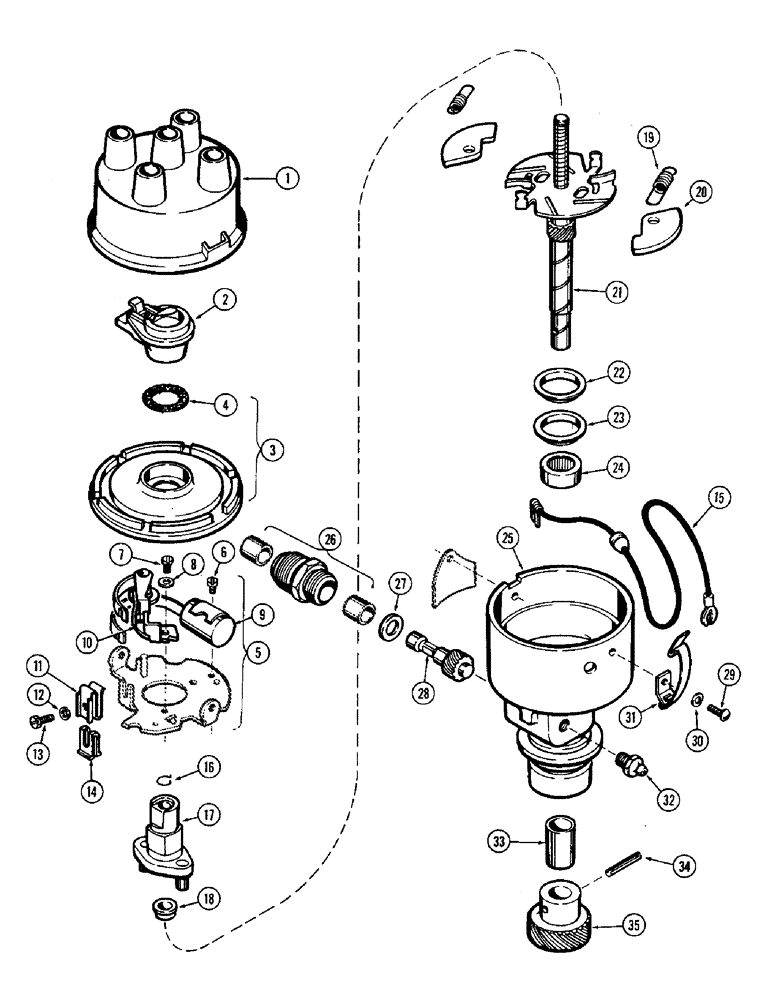 Схема запчастей Case W9A - (036) - A24508 DISTRIBUTOR ASSEMBLY, GASOLINE (04) - ELECTRICAL SYSTEMS