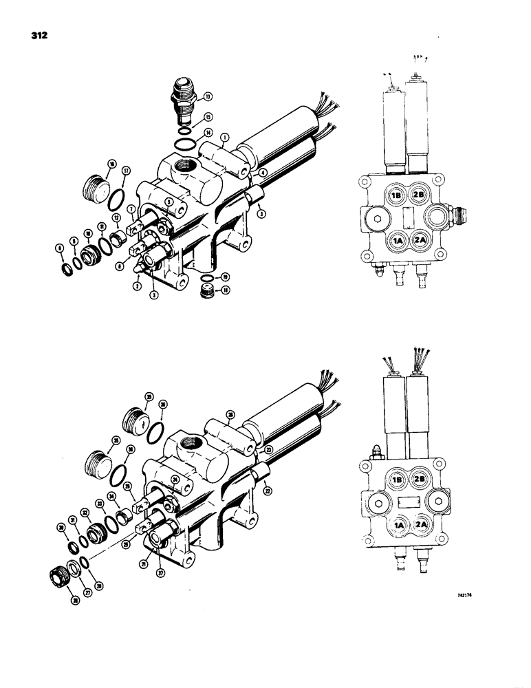 Схема запчастей Case W18 - (312) - L48130 LOADER CONTROL VALVE (2 SPOOL) (08) - HYDRAULICS