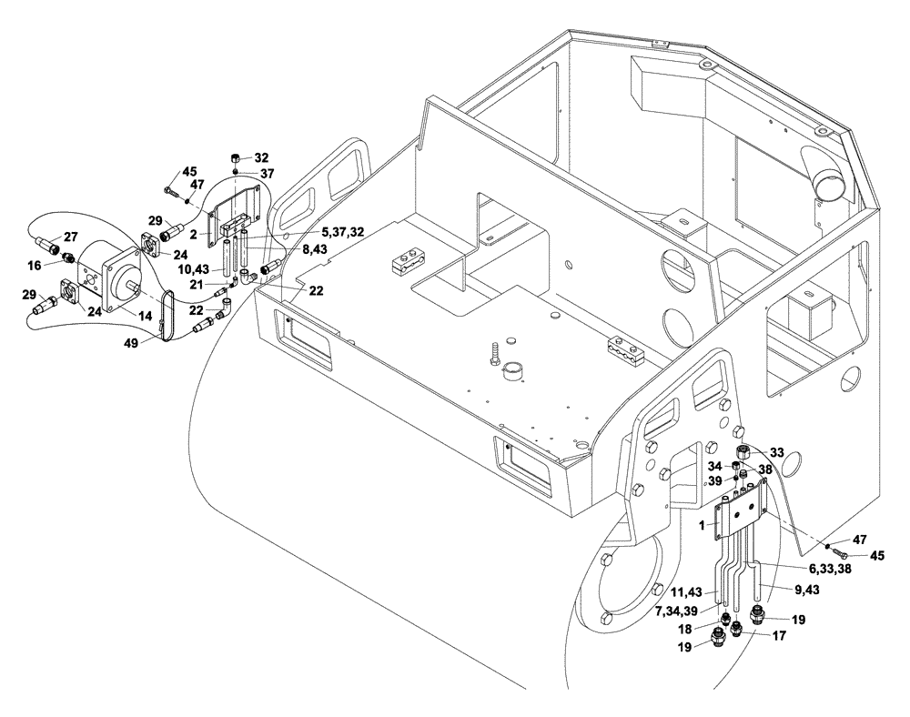 Схема запчастей Case DV202 - (10-305/2[01]) - HYDRAULIC CIRCUIT - FRONT FRAME (07) - HYDRAULIC SYSTEM