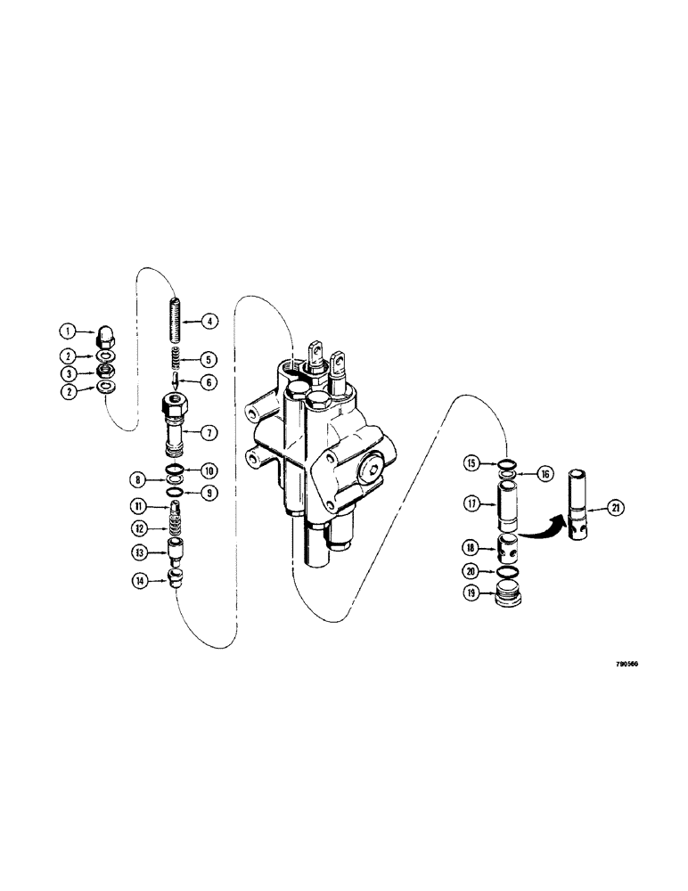 Схема запчастей Case 350 - (344[1]) - MAIN RELIEF VALVE - USED ON ALL MODELS EXCEPT DOZER BACKHOE MODELS (07) - HYDRAULIC SYSTEM