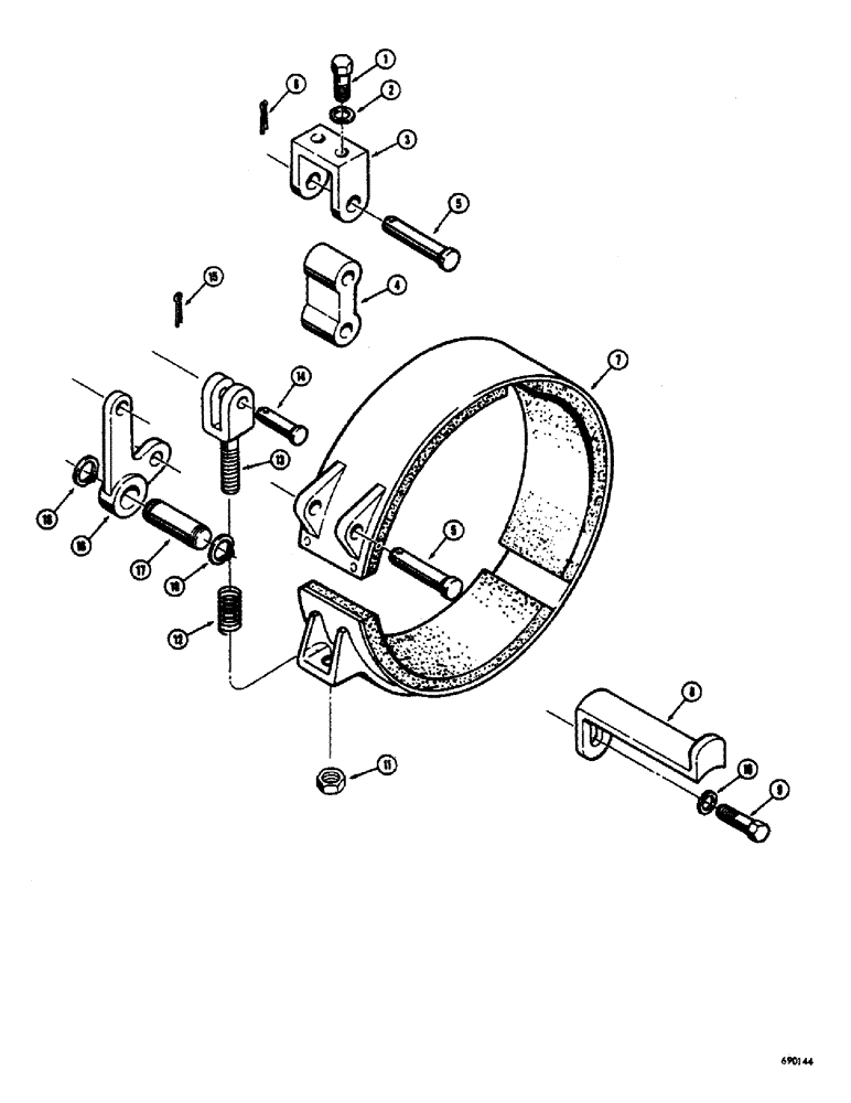 Схема запчастей Case 300 - (186) - BRAKE BAND AND LINKAGE, SWEED WINCH (18) - ATTACHMENT ACCESSORIES