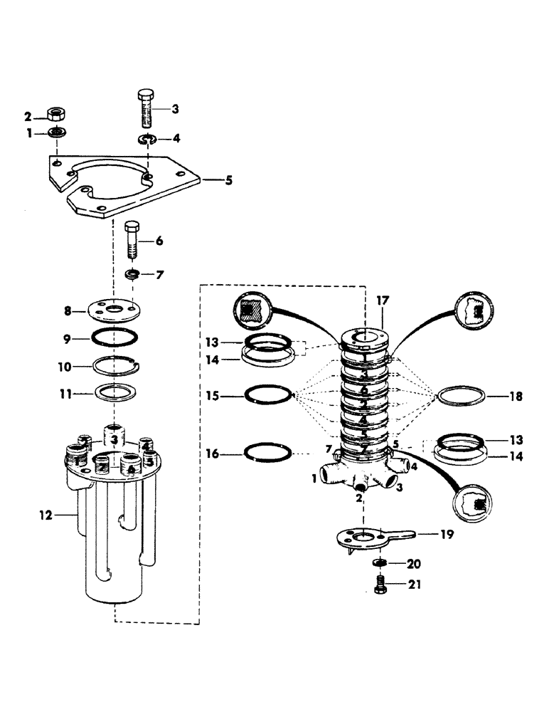 Схема запчастей Case 40BLC - (224) - 7-PORT HYDRAULIC SWIVEL AND ATTACHING PARTS (07) - HYDRAULIC SYSTEM
