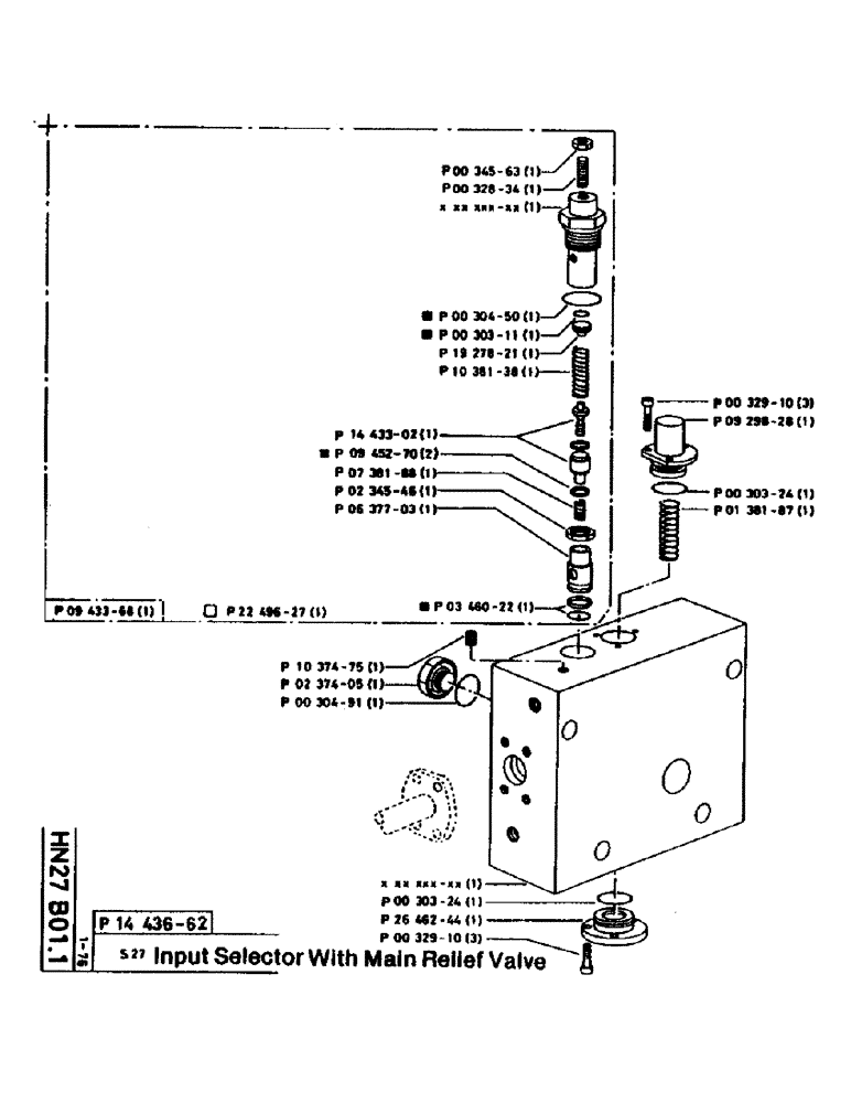 Схема запчастей Case 160CL - (64) - INPUT SELECTOR WITH MAIN RELIEF VALVE (07) - HYDRAULIC SYSTEM