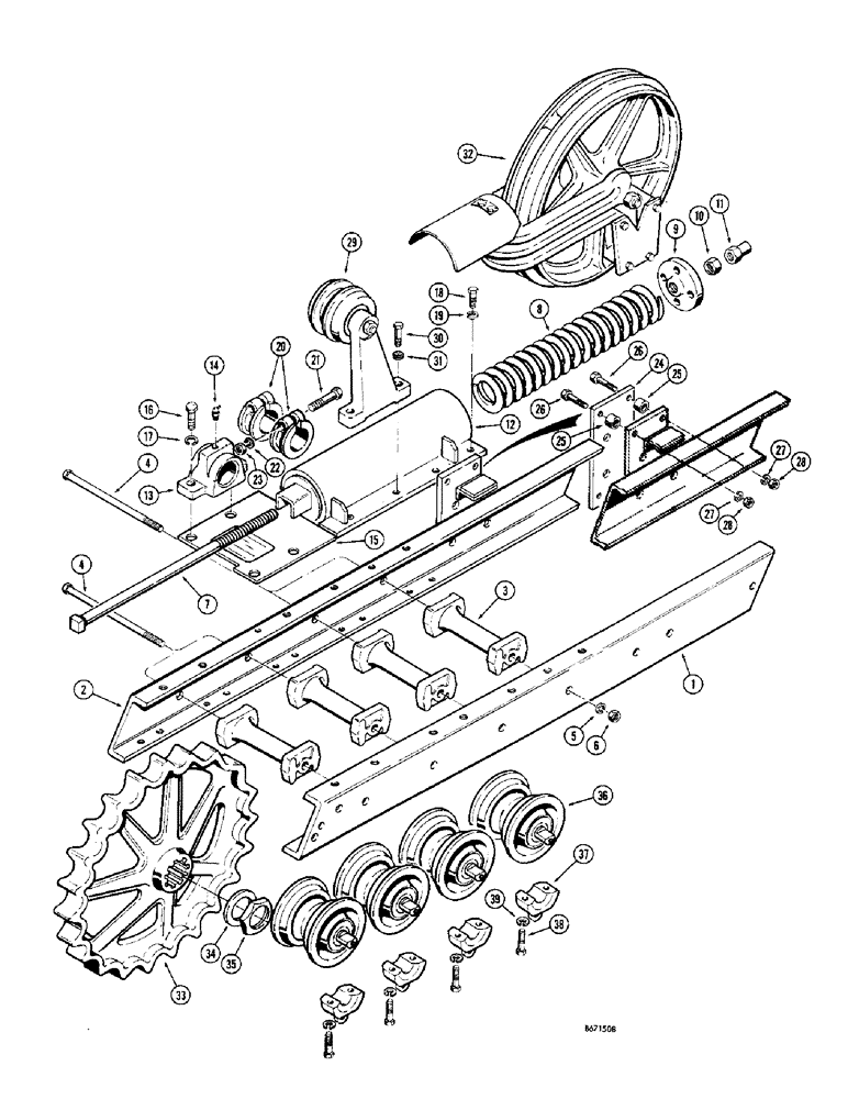 Схема запчастей Case 310G - (116) - TRACK FRAME AND RELATED PARTS, (36" GAUGE CRAWLER ONLY) (04) - UNDERCARRIAGE