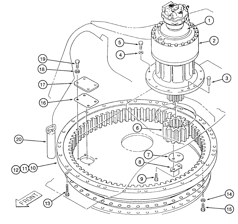 Схема запчастей Case 9050 - (9-02) - TURNTABLE BEARING, PRIOR TO P.I.N. DAC0500101 (09) - CHASSIS