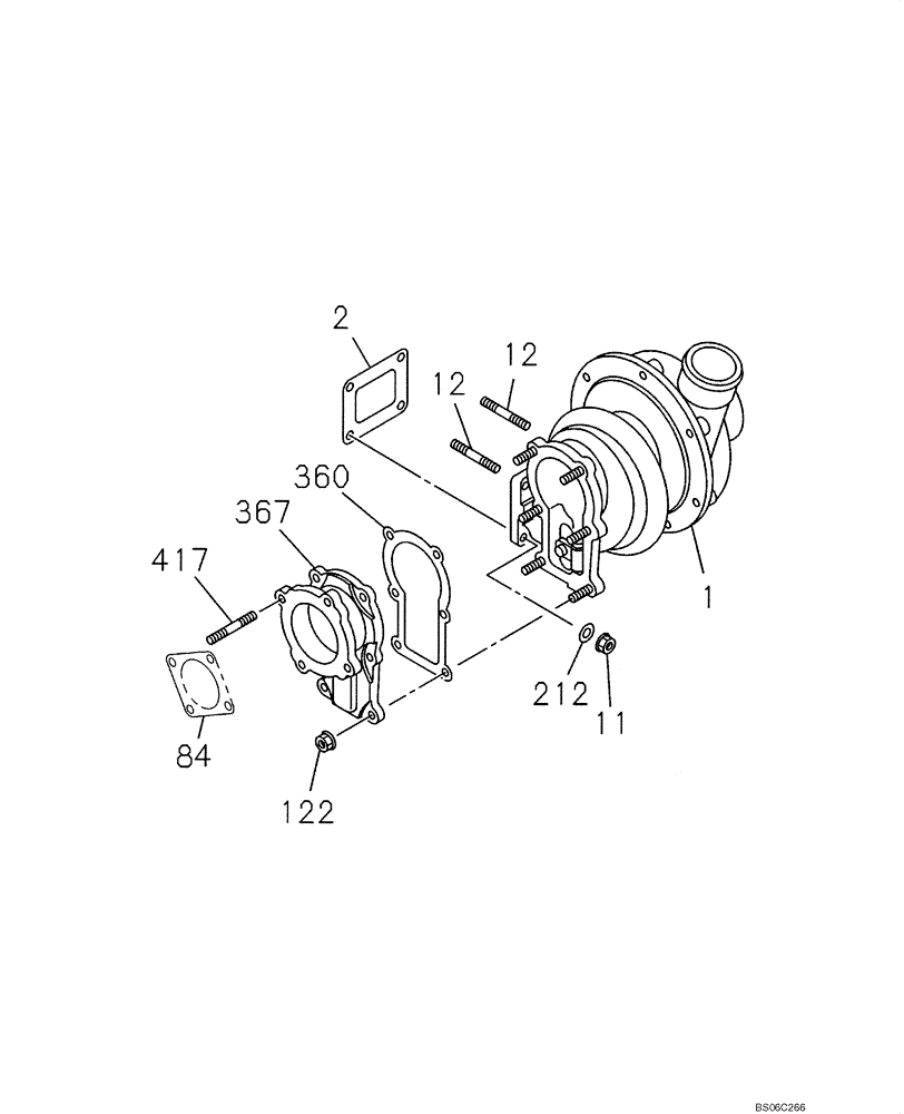 Схема запчастей Case CX330 - (02-036-01[01]) - TURBOCHARGER (02) - ENGINE
