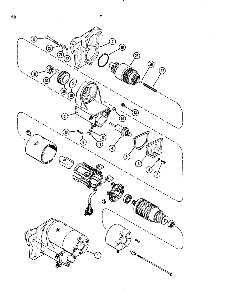 Схема запчастей Case 450B - (058) - STARTER (06) - ELECTRICAL SYSTEMS