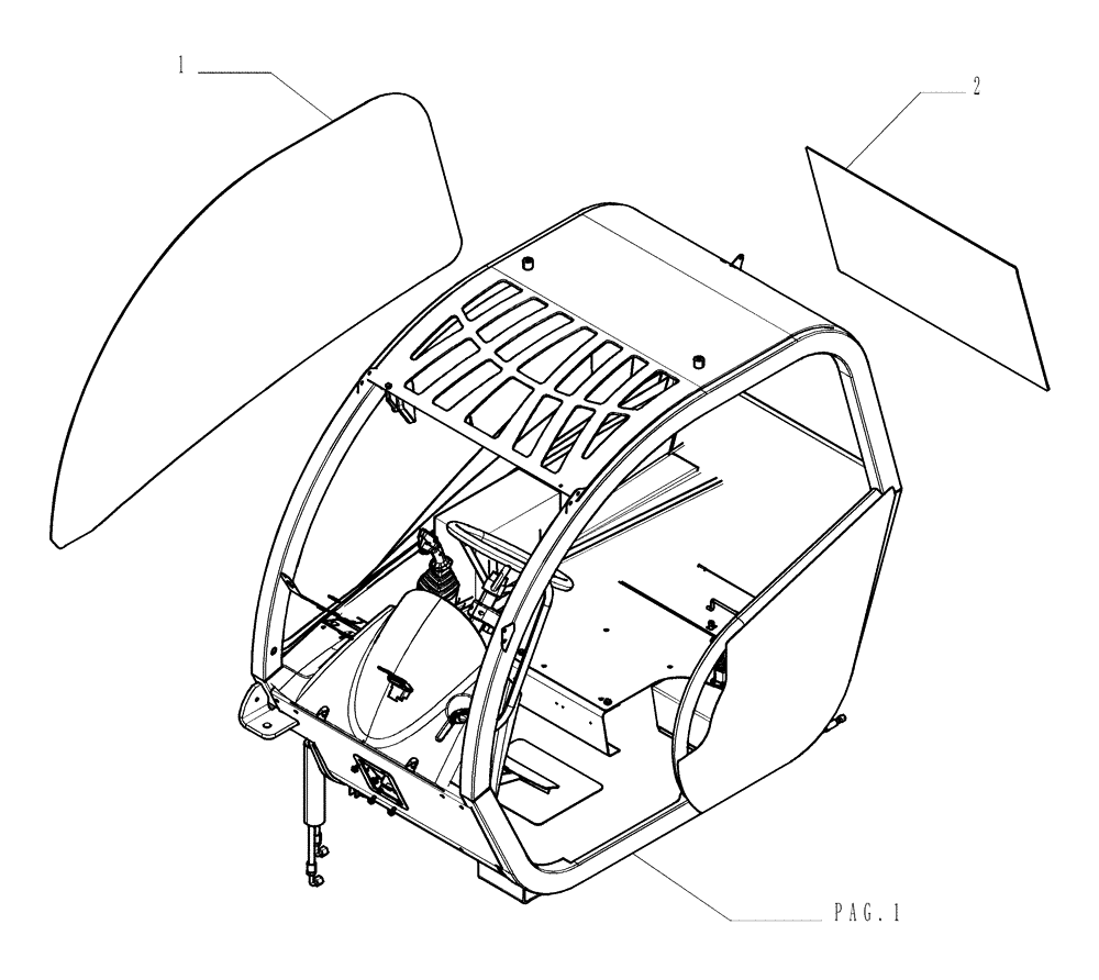 Схема запчастей Case TX842 - (9.00580[07]) - ROPS CANOPY - COMPONENTS - OPTIONAL CODE 749260001 - 749260021 - VERSION (02/03/04) (90) - PLATFORM, CAB, BODYWORK AND DECALS