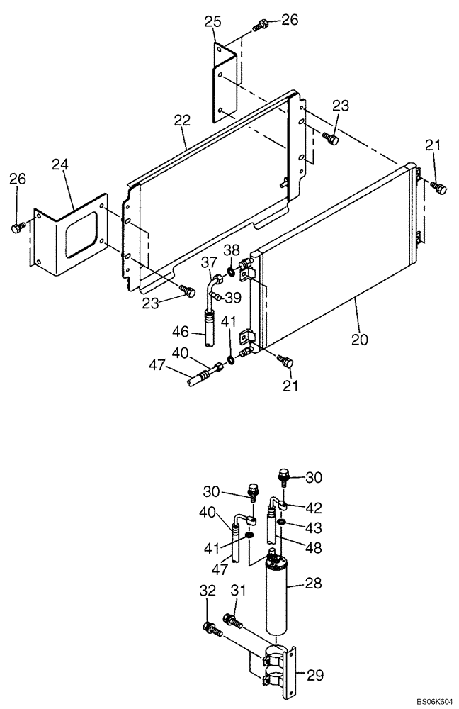 Схема запчастей Case CX210BLR - (09-25) - AIR CONDITIONING - CONDENSER AND RECEIVER-DRIER (09) - CHASSIS/ATTACHMENTS