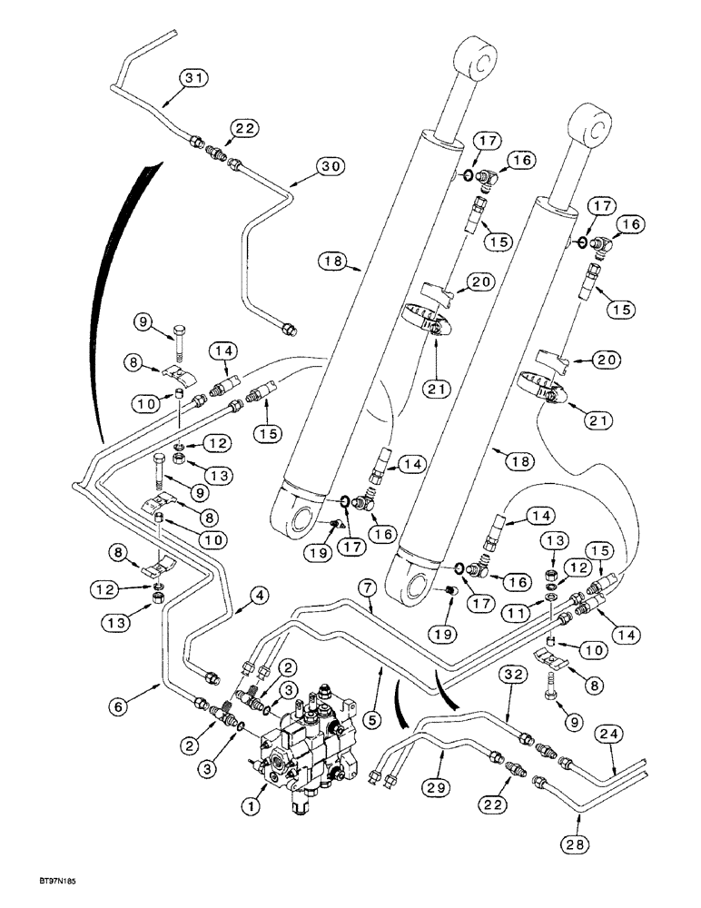 Схема запчастей Case 590SL - (7-18) - LOADER LIFT CYLINDER HYDRAULIC CIRCUIT (08) - HYDRAULICS