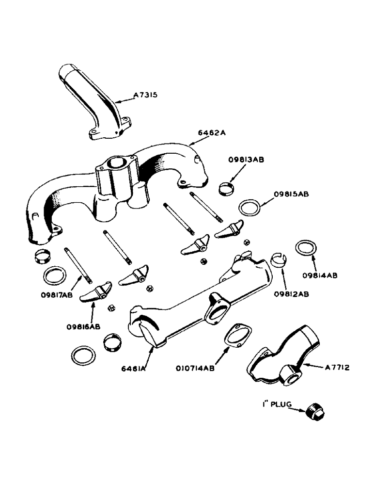 Схема запчастей Case 425 - (042) - POWRCEL DIESEL ENGINE, INTAKE AND EXHAUST MANIFOLD (10) - ENGINE