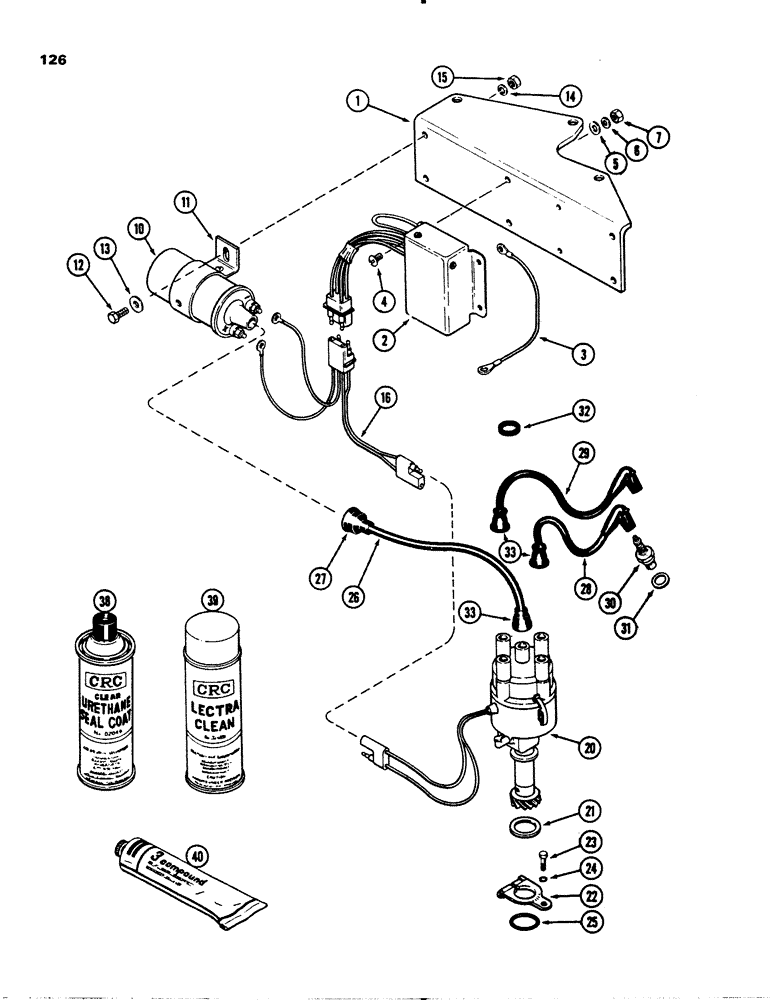 Схема запчастей Case 1845S - (126) - INDUCTION DISCHARGE SYSTEM, (159) SPARK IGNITION ENGINE (10) - ENGINE