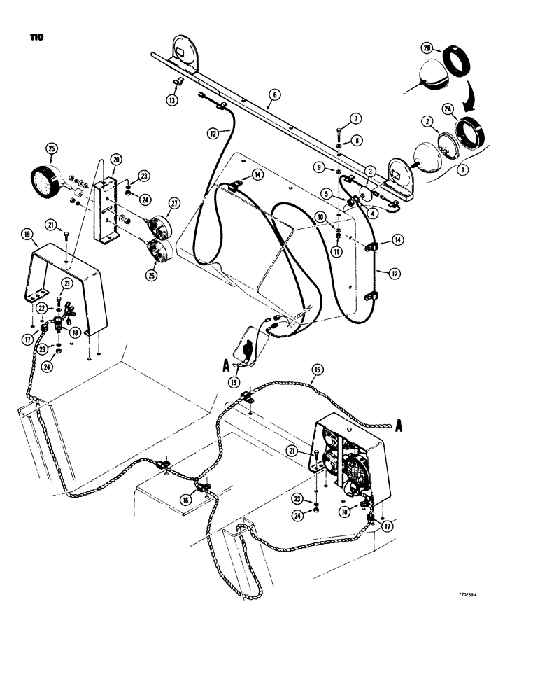 Схема запчастей Case 580C - (110) - ELECTRICAL SYSTEM AND LIGHTS WITHOUT CANOPY OR CAB (04) - ELECTRICAL SYSTEMS